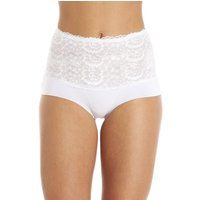 Camille Ladies White Maxi Briefs High Waisted Seamless Floral Lace Shapewear