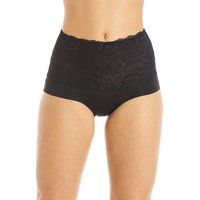 Camille Ladies Black Maxi Briefs High Waisted Seamless Floral Lace Shapewear