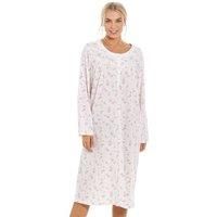 Camille Womens Pink Rose Print Long Sleeve Nightdress