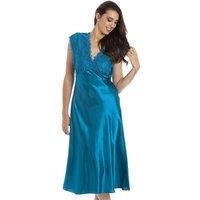 Camille Womens Teal Satin Chemise