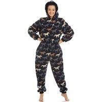 Camille Women's Supersoft Multicoloured Horse Print Onesie in Navy | Size: 22-24