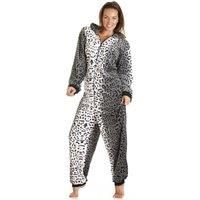 Camille Womens Supersoft Fleece Grey Snow Leopard All In One