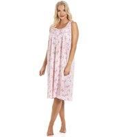 Camille Womens Pink Floral Print Sleeveless Nightdress 10-12 Pink