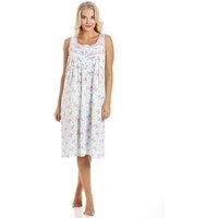Camille Pink Floral Print Aqua Blue Sleeveless Nightdress