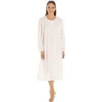 Camille Women's Classic Polka Dot Nightdress in Beige | Size: 18-20