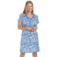 Camille and Print Smooth Soft Cotton Summer Nightdresses 10/12 Sky Blue Flower