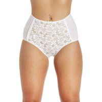 Camille Womens 3 Pack Multipack Control Briefs | Lace Front In White & Beige