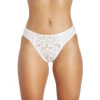 Camille Womens 3 Pack Multipack Lace Front High Leg Briefs White & Beige