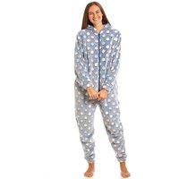 Camille Women/'s Super Soft Fleece Onesie -Multicoloured Spot All In One - Long Sleeved and Side Pockets for Ultimate Comfort & Warmth Grey 18-20