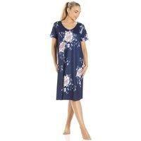 Camille Short-Sleeved Lightweight Floral Ladies Nightdress – Knee-Length Breathable Summer Nighties for Women With V-Neckline & Loose-Fitting Silhouette 10-12 Multicoloured