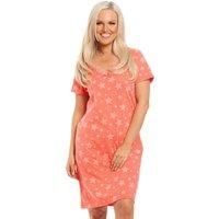 Camille Womens Smooth Soft Cotton Summer Nightshirts 10-12 Coral Star