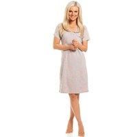 Camille Womens Smooth Soft Cotton Summer Nightshirts 18-20 Grey/Coral Star