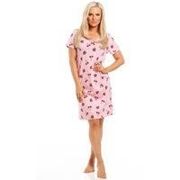 Camille Womens Smooth Soft Cotton Summer Nightshirts 14-16 Pink Strawberry