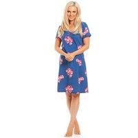 Camille Women's Orchid Floral Print Short Sleeve Nightdress Soft Cosy Sleepwear