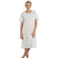 Camille Women's Classic Floral Print Nightdress in Aqua | Size: 14-16