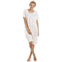 Camille Women's Classic Floral Dot Print Jersey Nightdress in Blue | Size: 22-24