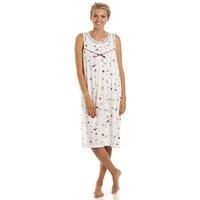 Camille Cream Sleeveless Poppy Print Nightdress Cosy Ladies Night Gown Pyjama