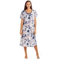 Camille Women's Multicoloured Floral Leaf Print Blue Nightdress Ladies Pyjama