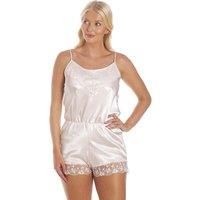 Camille Women's Luxury Satin Cami Playsuits in Peach | Size: 10-12