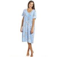 Camille Womens Short Sleeve Knee Length Nightdress - Floral or Strawberry Print