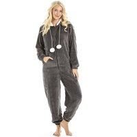 Camille Women's Supersoft Hooded Onesie in Charcoal | Size: 10-12