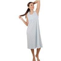 Camille Womens Nightdresses Polycotton Sleeveless Classic Floral Nightdress - Comfortable & Breathable Sleepwear with Pretty Floral Design & Satin Bow Blue 14-16