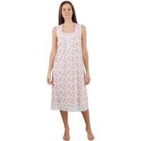 Camille Women's Lightweight Jersey Cotton Sleeveless Floral Nightdresses in Pink | Size: 18-20