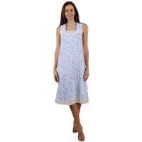Camille Women's Lightweight Jersey Cotton Sleeveless Floral Nightdresses in Aqua | Size: 22-24