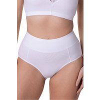 Camille Womens Four Pack Plain Elasticated Hi Waisted Classic Cotton Comfort Briefs 20 White