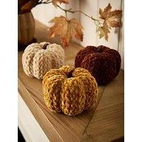 Heaven Sends Set Of 3 Chenille Pumpkin Autumn Decorations