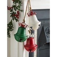 Heaven Sends Hanging Red White And Green Bells On Rope Christmas Decoration
