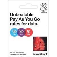 THREE NETWORK 3 2 1 SIM CARD OFFICIAL PAY AS YOU GO PAYG 4G Standard Micro Nano