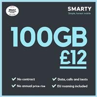 Smarty 100GB 30 Day Pay As You Go Sim Card