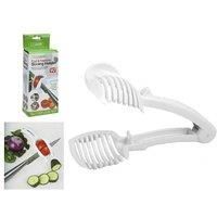 Premium Plastic Fruit & Vegetable Slicing Holder - Compact Kitchen Prep Tool, 18.5 x 8.5cm