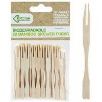 PMS 839158 Pack Of 50 Eco Connection Disposable Bamboo Skewer Forks