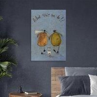 Sam Toft What Can´t We Do!£ Wood Small Plaque (59cm x 40cm) (Blue/Yellow/Green)