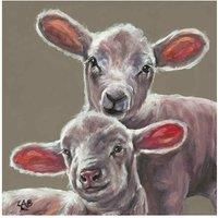 Louise Brown "Spring Lambs" Canvas Print, Cotton, Multi-Colour, 3.20 x 40.00 x 40.00 cm