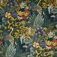 Prestigious Textiles Hidden Paradise Digitally Printed Velvet Fabric Emerald