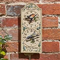 Outside In Birdberry Wall Clock & Thermometer 12 x 5"