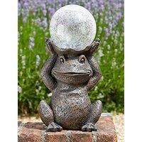 Solar Powered Gazing Frog Decorative Garden Ornament Light - Colour Changing