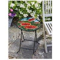 Smart Garden Mosaic Metal Garden Bistro Folding Table Bird Peacock Poppy Daffi