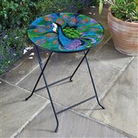 Extra Large Folding Drinks Table Peacock Design For Indoor & Outdoor Use
