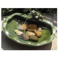 Solar Green Glazed Frog Water Feature Fountain Ideal Garden & Patio Ornamental