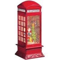 Christmas LED Light Up Snow Swirl Santa Speaking Telephone Box 27.5cm x 13cm