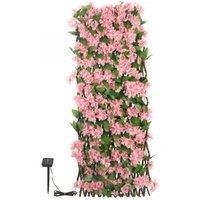 Solar In-Lit Pink Blossom Trellis LED Light Up Fence Garden Decoration 180cm