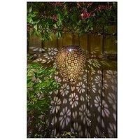 Solar Power Hanging Lantern Silhouette Decorative Light Damasque Bronze Effect
