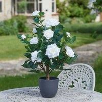 Artificial Rose Bush Tree Potted Plant Pink Faux Flowers Home Decor Garden Porch