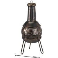 Chimenea Log Burner Firepit Garden Outdoor Bronze Effect Patio Heater Steel 90cm