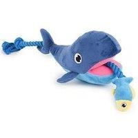 Zoon Squeaky  Dog Toy Whale Tugga Fish VERY STRONG Sensory Soft Plush Blue Large