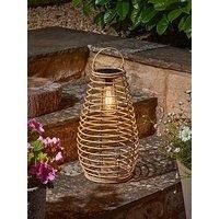 Smart Solar Venus Rattan Solar Powered LED Lantern - Natural